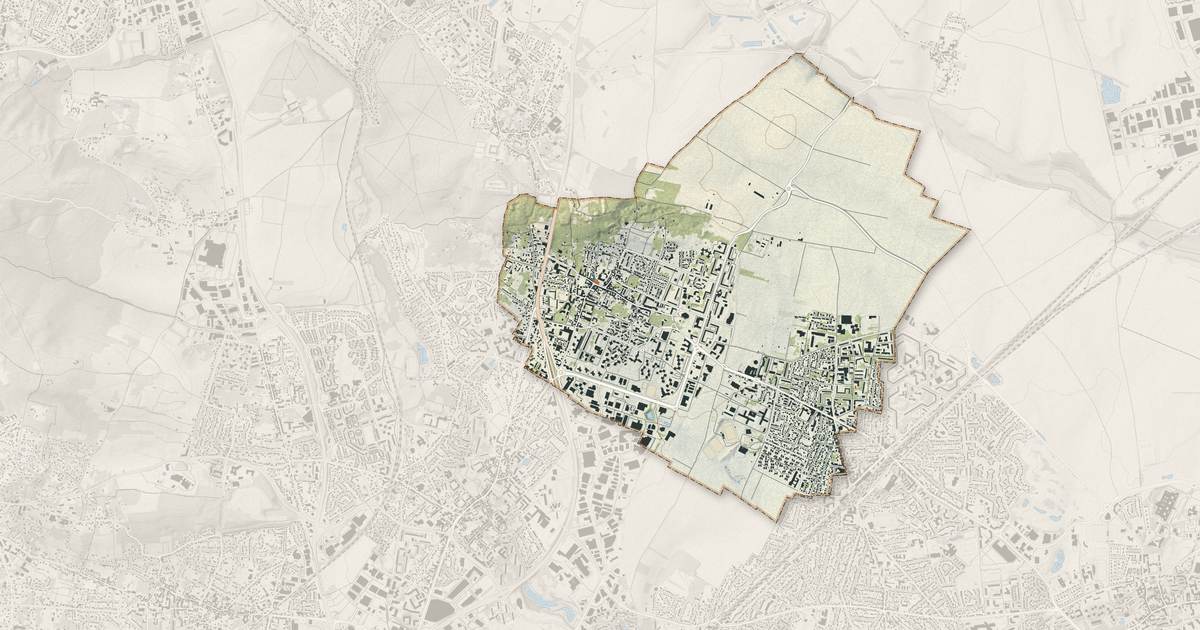 Portrait cartographique de Villiers-le-Bel : relief, eau, forêts, bâti et voies, calculés à partir des données de l'IGN