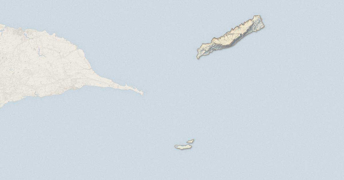 Portrait cartographique de La Désirade : relief, eau, forêts, bâti et voies, calculés à partir des données de l'IGN