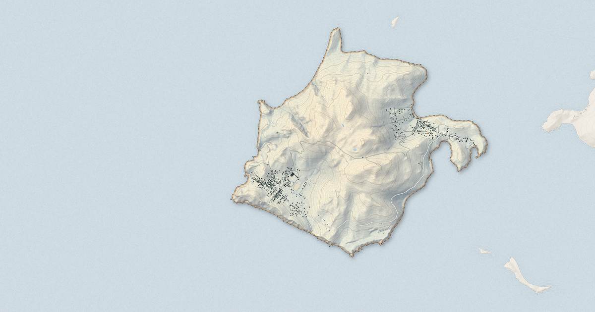 Portrait cartographique de Terre-de-Bas : relief, eau, forêts, bâti et voies, calculés à partir des données de l'IGN
