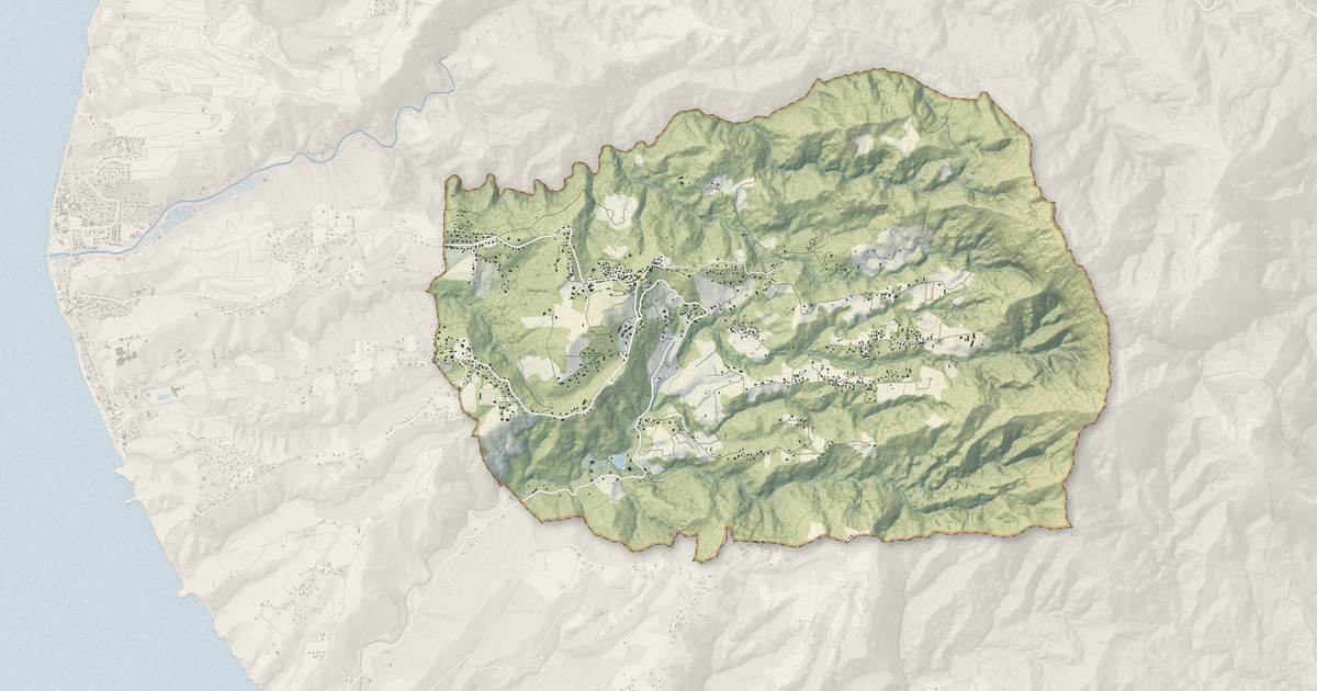 Portrait cartographique de Le Morne-Vert : relief, eau, forêts, bâti et voies, calculés à partir des données de l'IGN