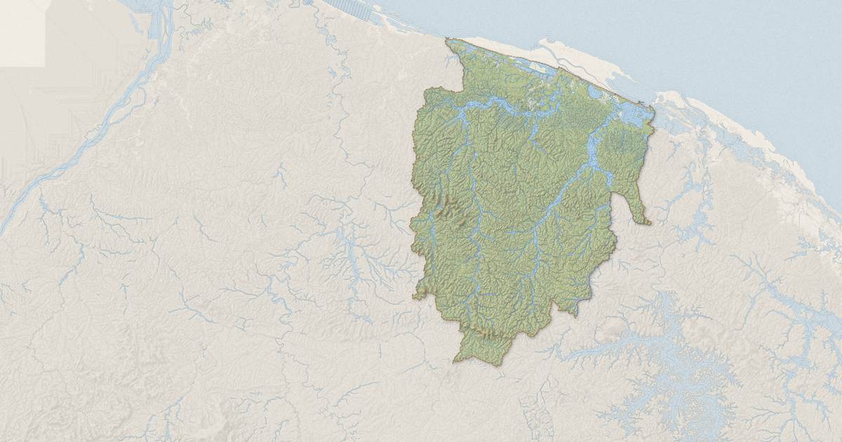 Portrait cartographique de Iracoubo : relief, eau, forêts, bâti et voies, calculés à partir des données de l'IGN