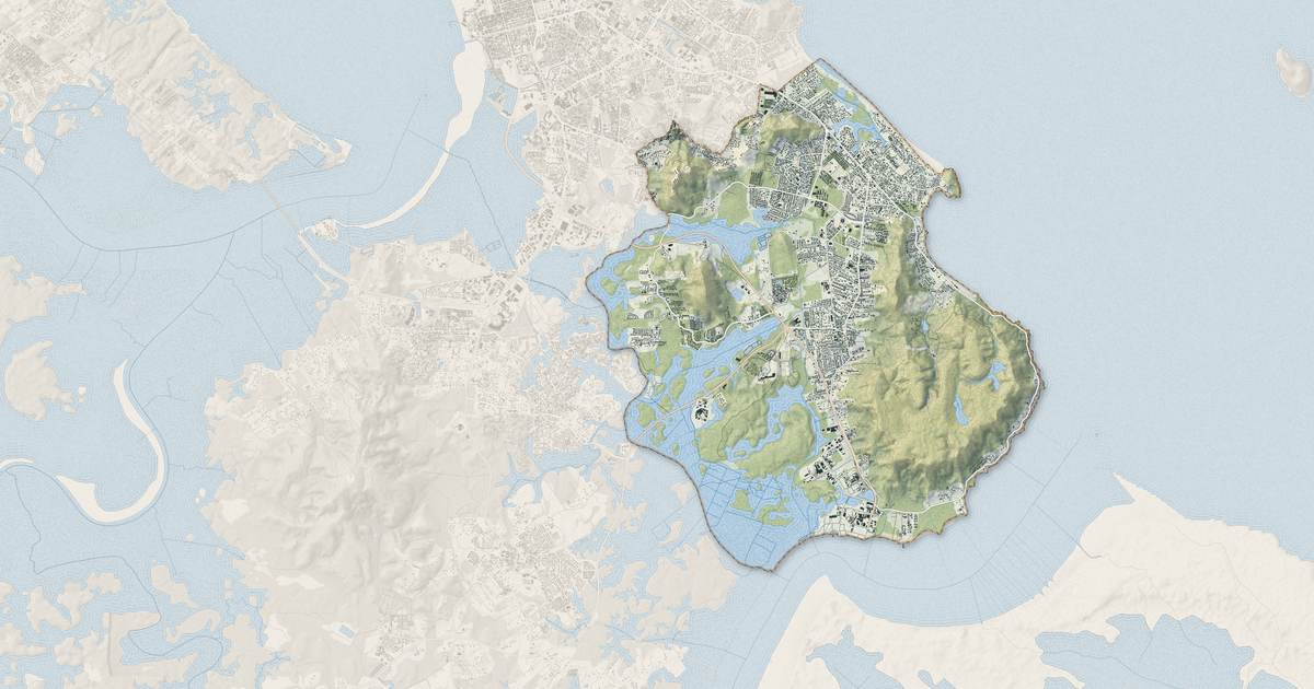 Portrait cartographique de Remire-Montjoly : relief, eau, forêts, bâti et voies, calculés à partir des données de l'IGN