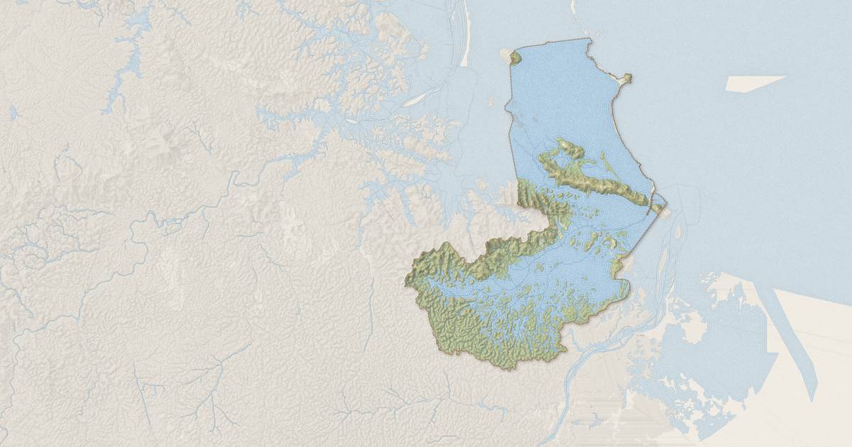 Portrait cartographique de Ouanary : relief, eau, forêts, bâti et voies, calculés à partir des données de l'IGN