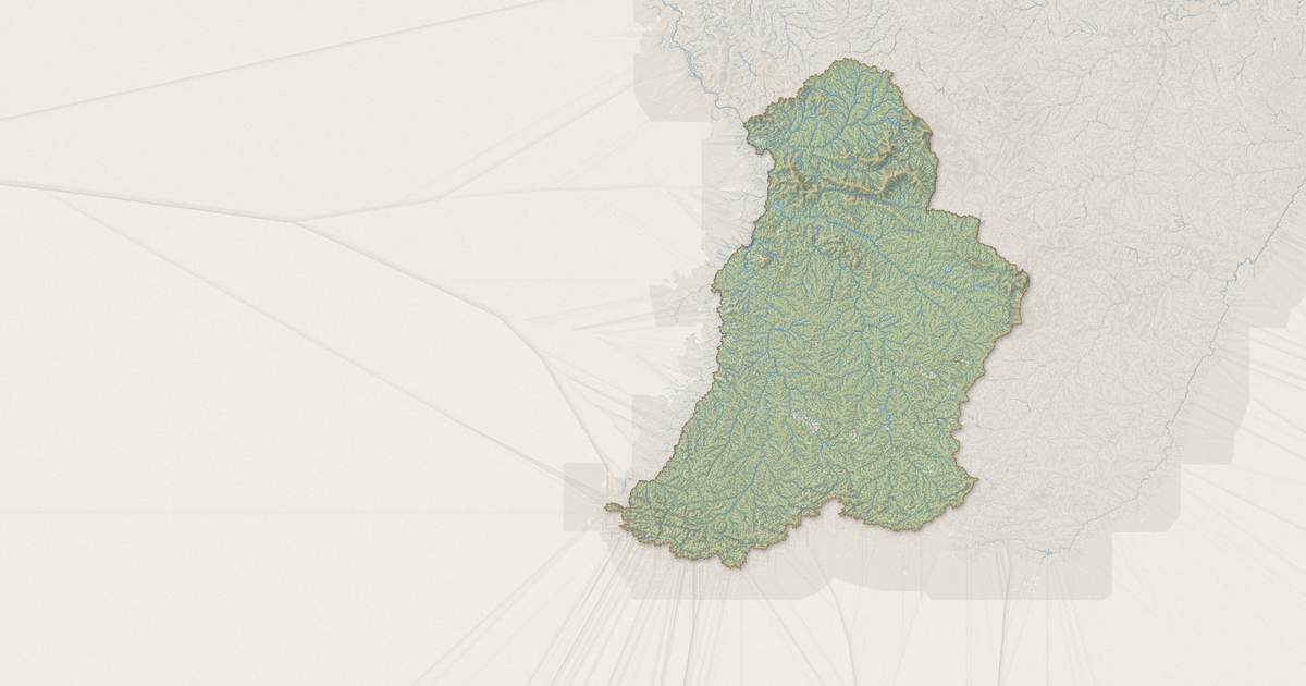 Portrait cartographique de Maripasoula : relief, eau, forêts, bâti et voies, calculés à partir des données de l'IGN