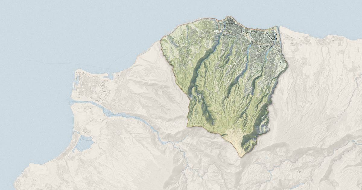 Portrait cartographique de Saint-Denis : relief, eau, forêts, bâti et voies, calculés à partir des données de l'IGN