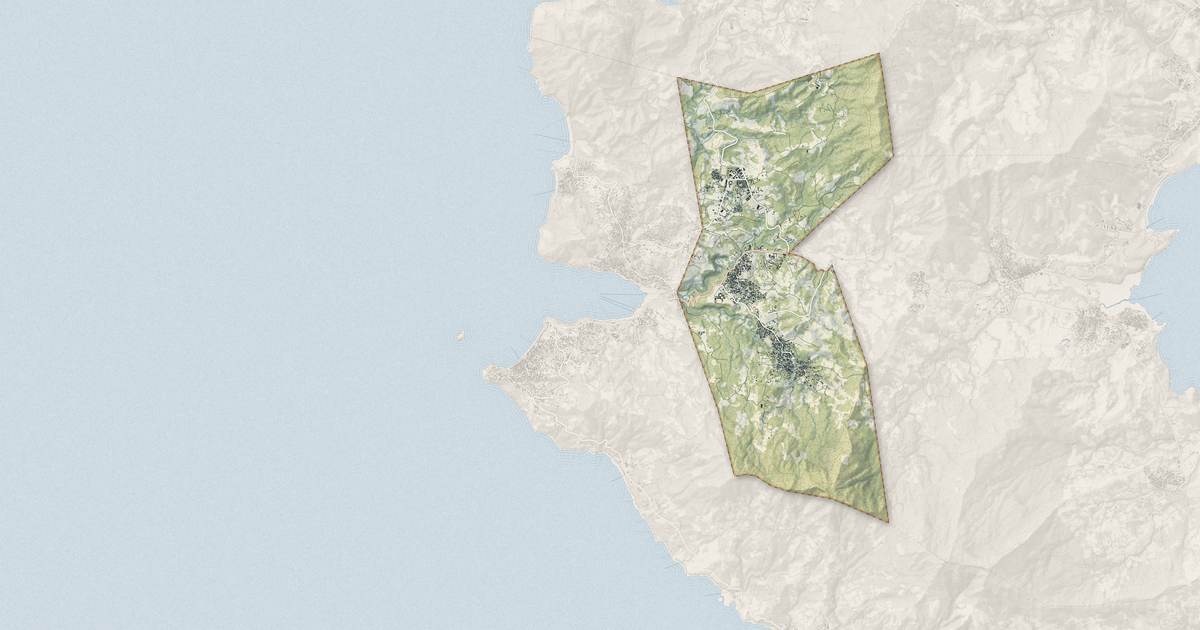 Portrait cartographique de Ouangani : relief, eau, forêts, bâti et voies, calculés à partir des données de l'IGN