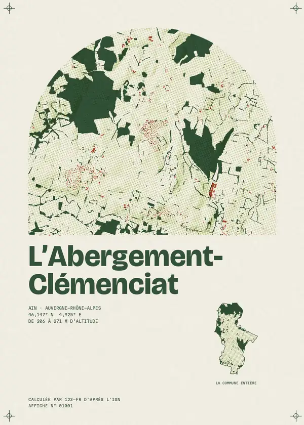 Affiche de L'Abergement-Clémenciat, calculée par 123-fr d'après l'IGN