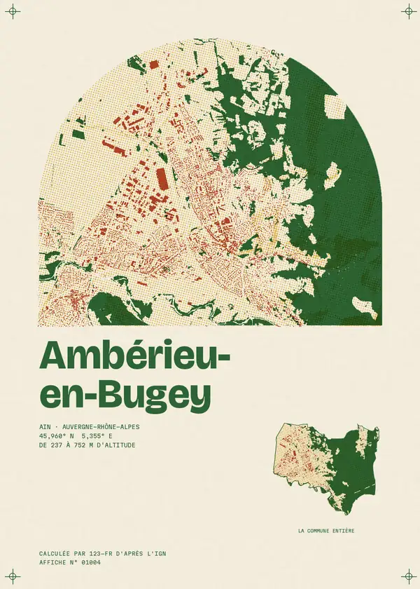 Affiche de Ambérieu-en-Bugey, calculée par 123-fr d'après l'IGN