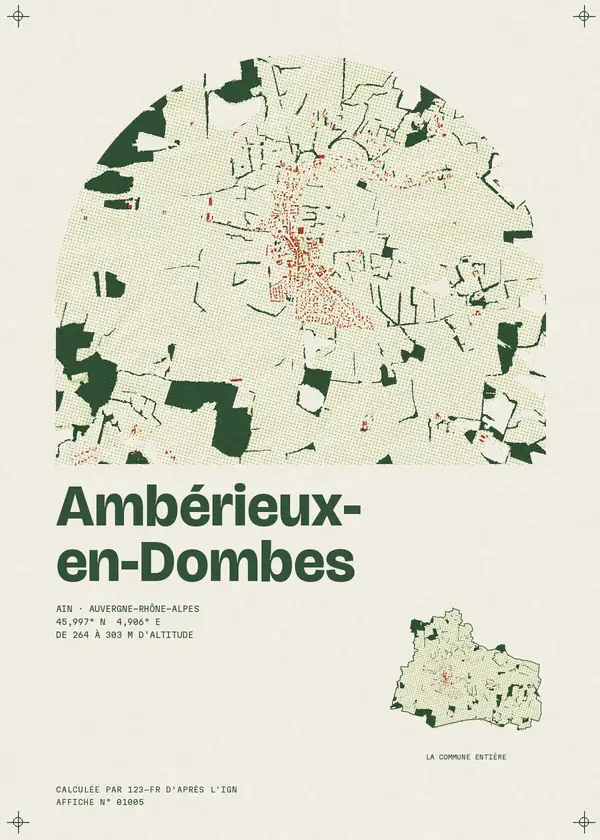 Affiche de Ambérieux-en-Dombes, calculée par 123-fr d'après l'IGN