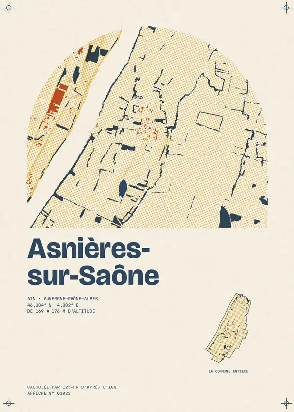 Affiche de Asnières-sur-Saône, calculée par 123-fr d'après l'IGN