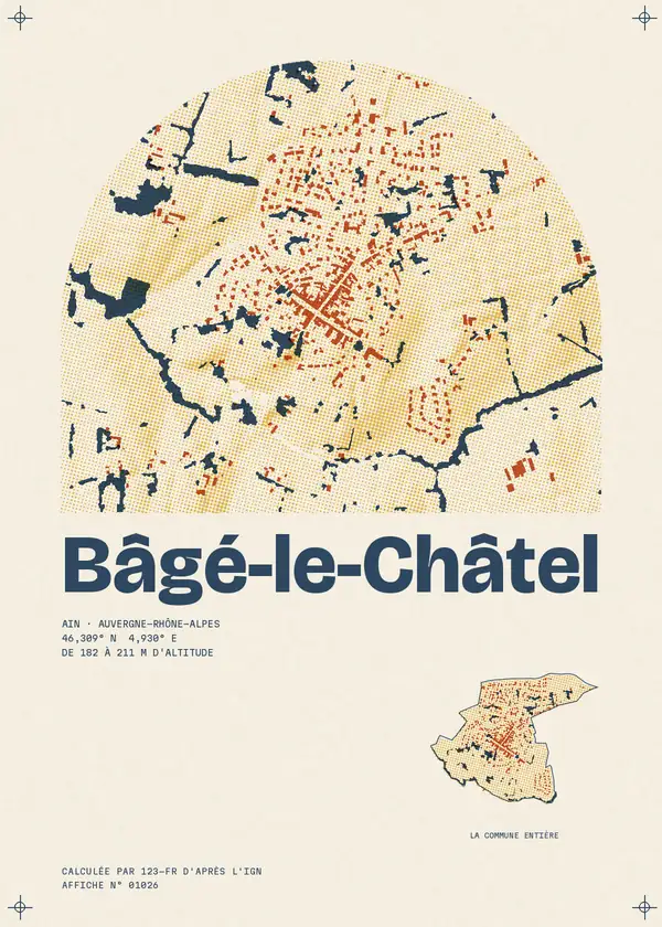 Affiche de Bâgé-le-Châtel, calculée par 123-fr d'après l'IGN