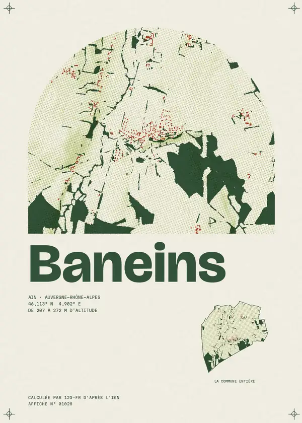 Affiche de Baneins, calculée par 123-fr d'après l'IGN