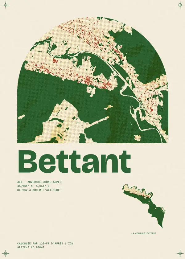 Affiche de Bettant, calculée par 123-fr d'après l'IGN