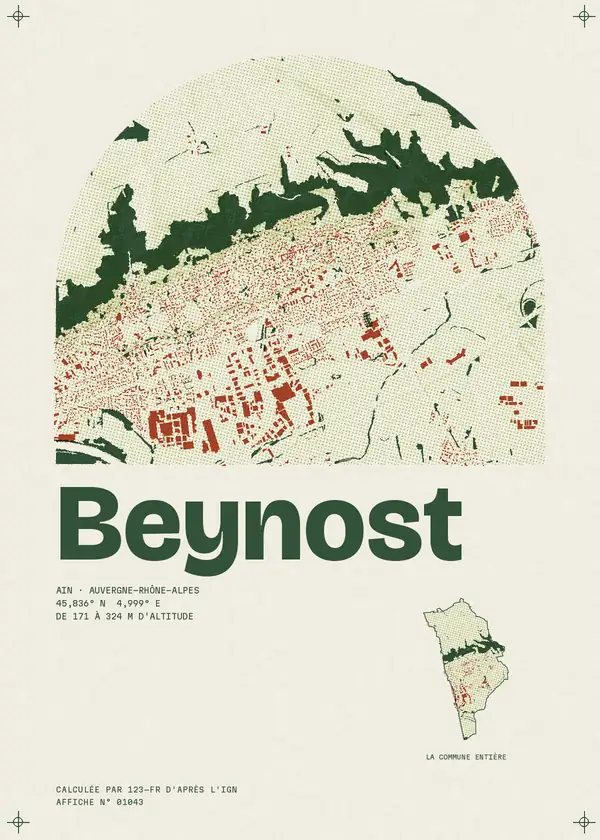 Affiche de Beynost, calculée par 123-fr d'après l'IGN