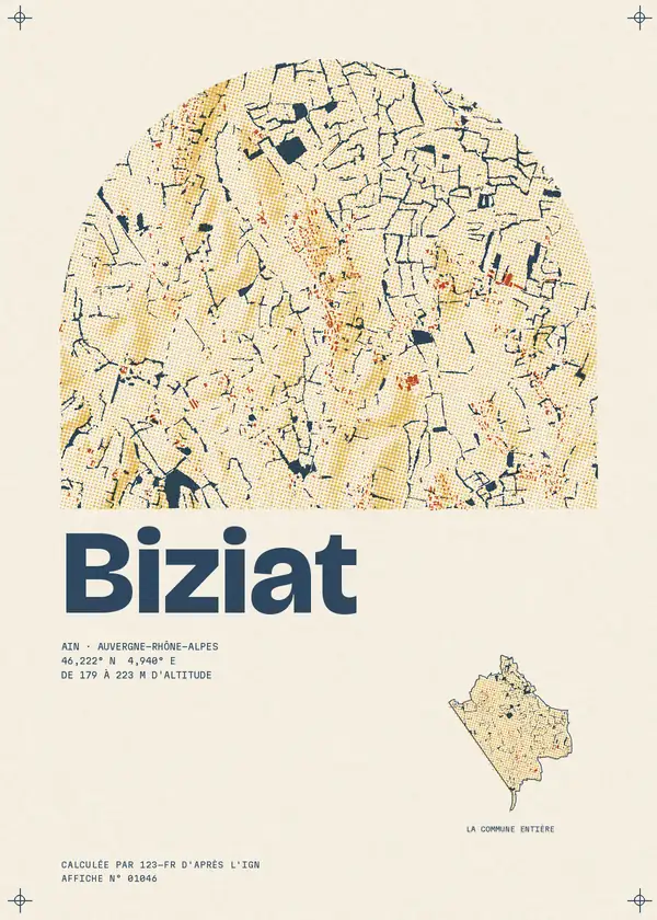 Affiche de Biziat, calculée par 123-fr d'après l'IGN