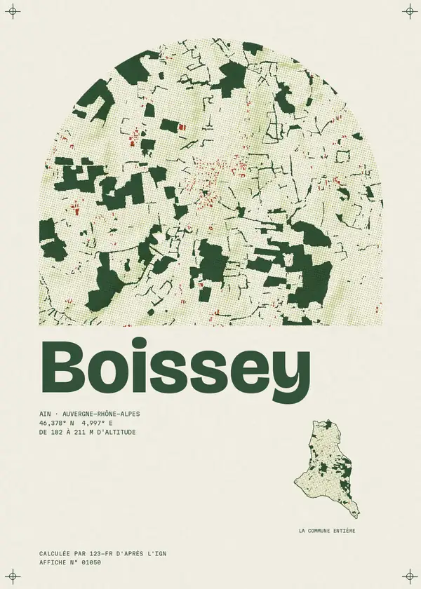 Affiche de Boissey, calculée par 123-fr d'après l'IGN