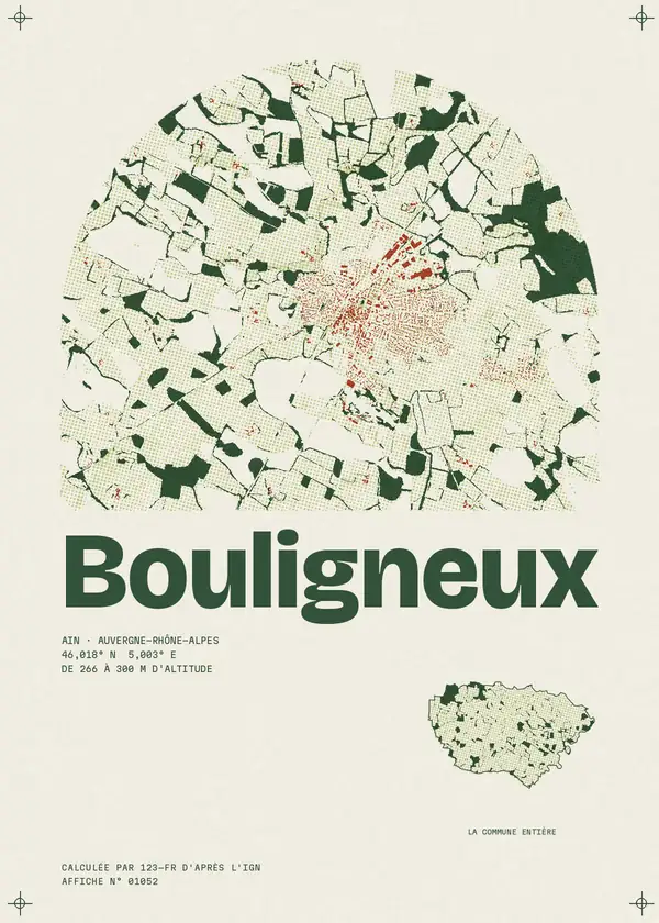 Affiche de Bouligneux, calculée par 123-fr d'après l'IGN