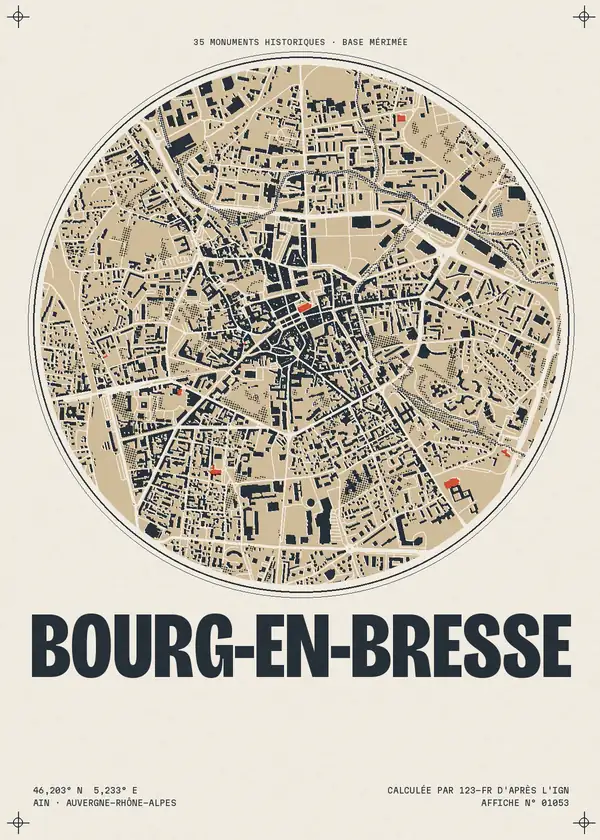 Affiche de Bourg-en-Bresse, calculée par 123-fr d'après l'IGN