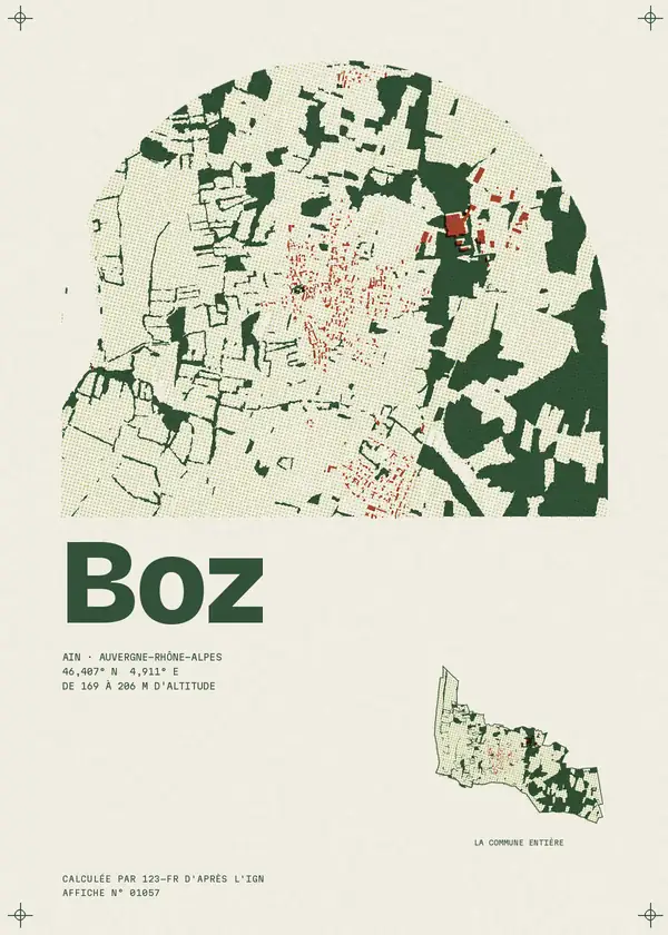 Affiche de Boz, calculée par 123-fr d'après l'IGN
