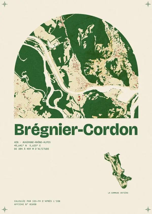 Affiche de Brégnier-Cordon, calculée par 123-fr d'après l'IGN