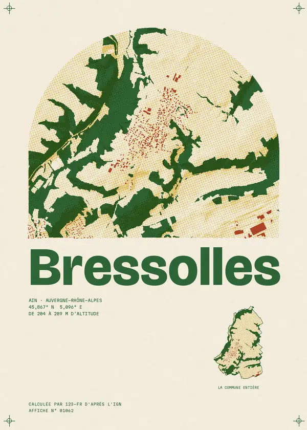 Affiche de Bressolles, calculée par 123-fr d'après l'IGN