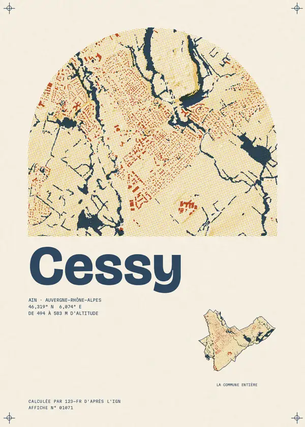 Affiche de Cessy, calculée par 123-fr d'après l'IGN