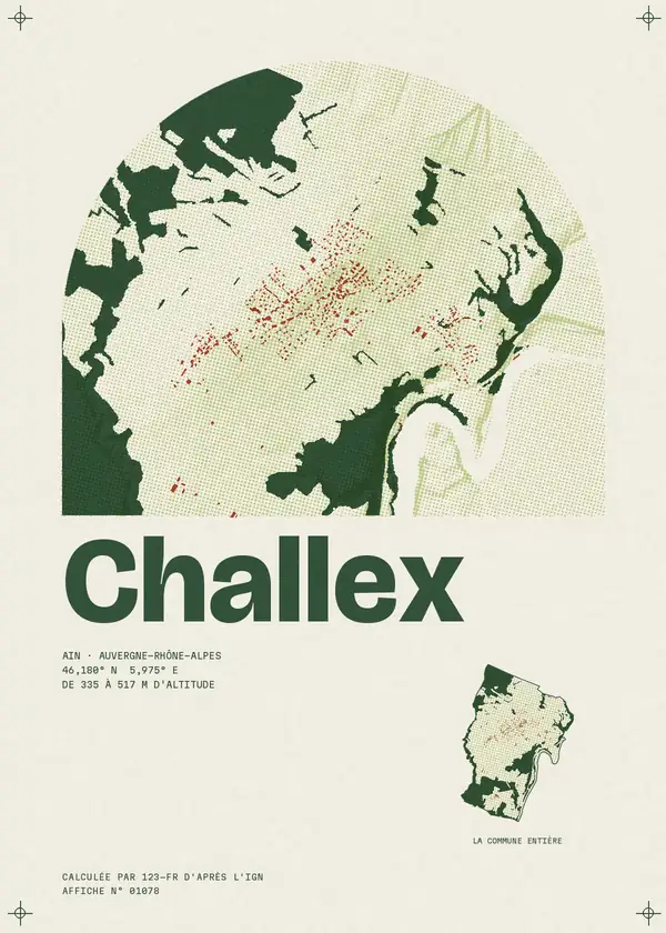 Affiche de Challex, calculée par 123-fr d'après l'IGN