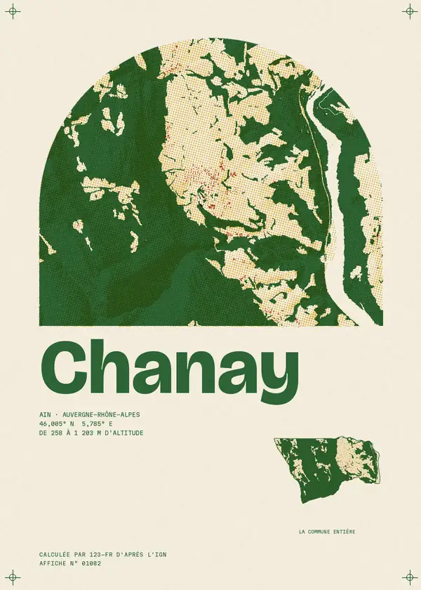 Affiche de Chanay, calculée par 123-fr d'après l'IGN