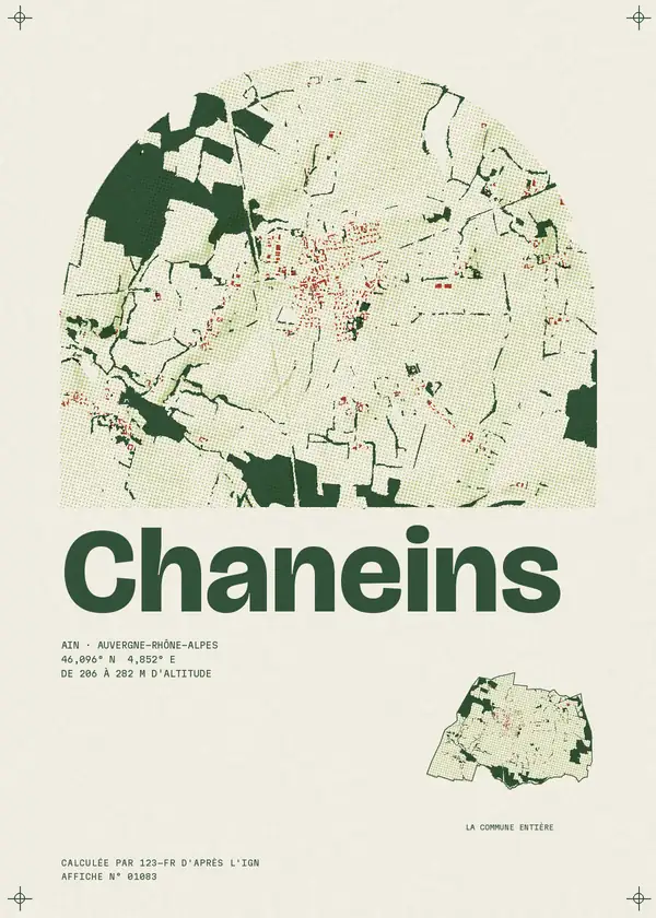 Affiche de Chaneins, calculée par 123-fr d'après l'IGN