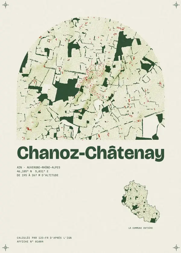 Affiche de Chanoz-Châtenay, calculée par 123-fr d'après l'IGN