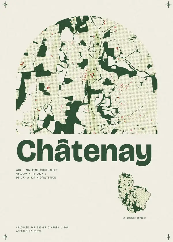 Affiche de Châtenay, calculée par 123-fr d'après l'IGN