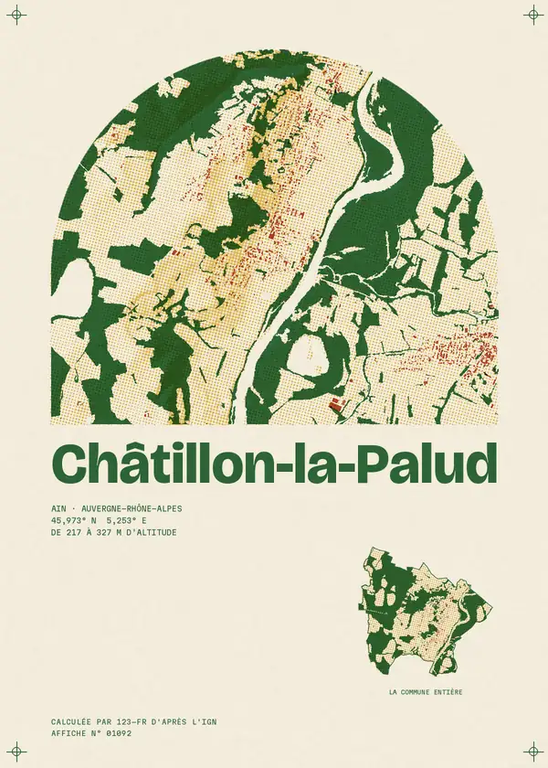 Affiche de Châtillon-la-Palud, calculée par 123-fr d'après l'IGN