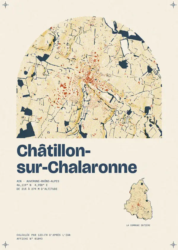 Affiche de Châtillon-sur-Chalaronne, calculée par 123-fr d'après l'IGN