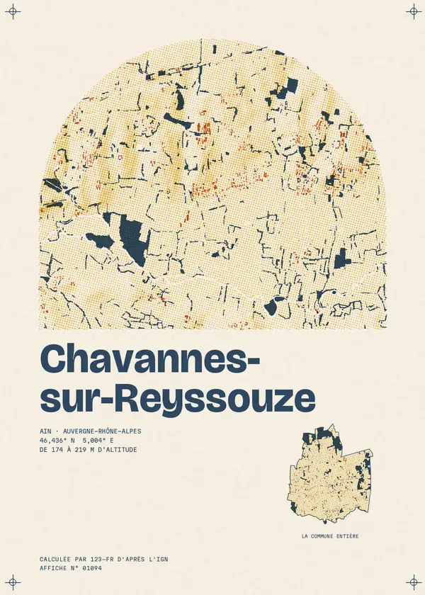 Affiche de Chavannes-sur-Reyssouze, calculée par 123-fr d'après l'IGN