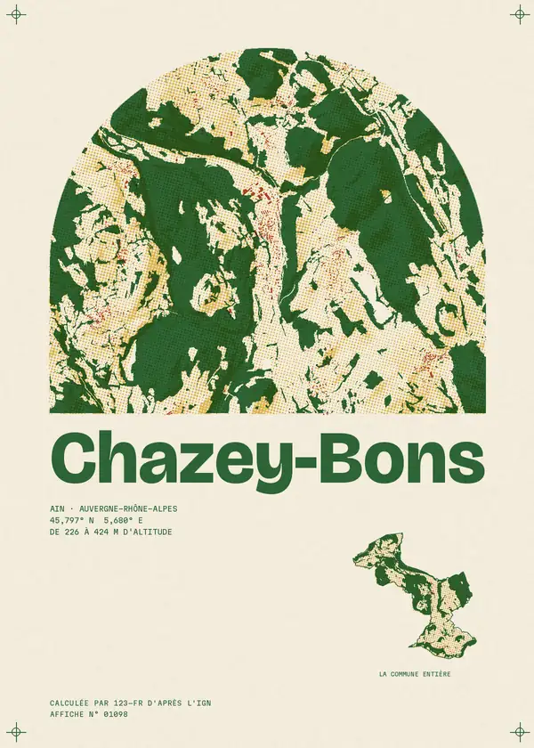 Affiche de Chazey-Bons, calculée par 123-fr d'après l'IGN