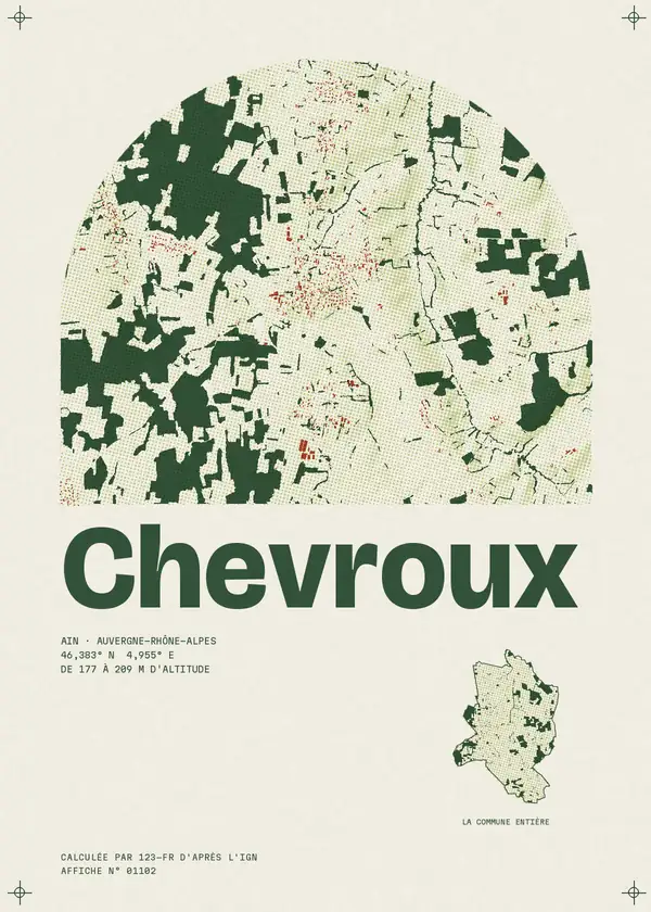 Affiche de Chevroux, calculée par 123-fr d'après l'IGN