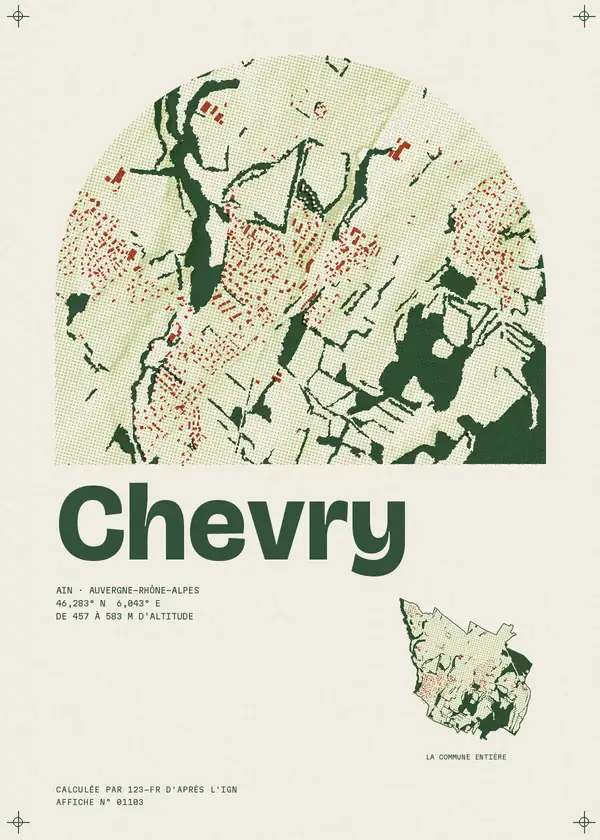 Affiche de Chevry, calculée par 123-fr d'après l'IGN