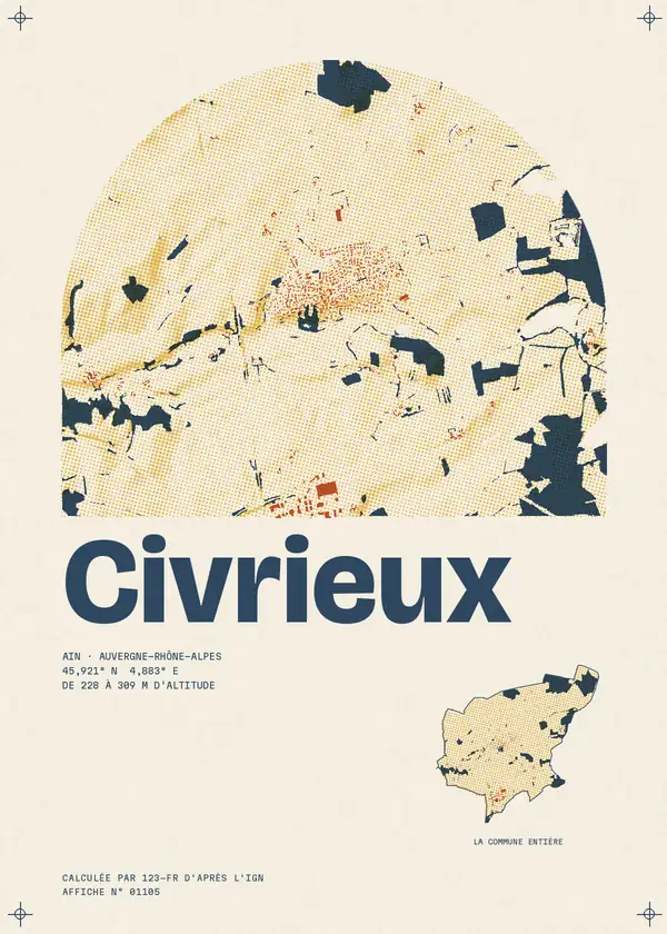 Affiche de Civrieux, calculée par 123-fr d'après l'IGN