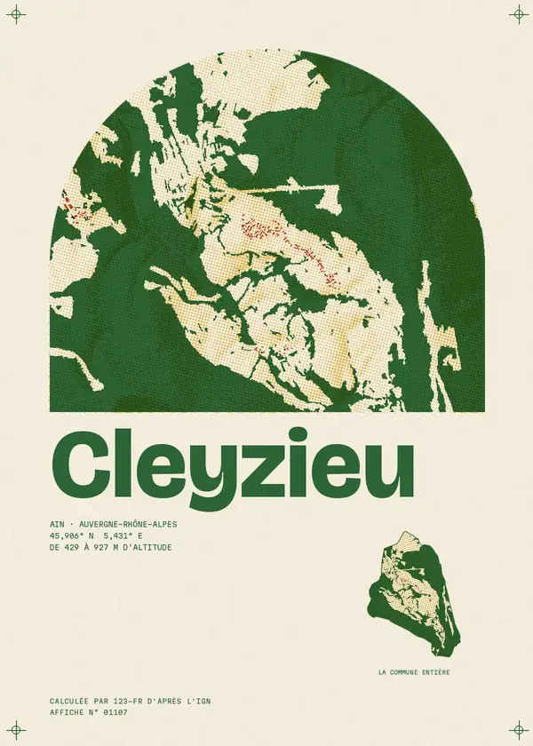 Affiche de Cleyzieu, calculée par 123-fr d'après l'IGN