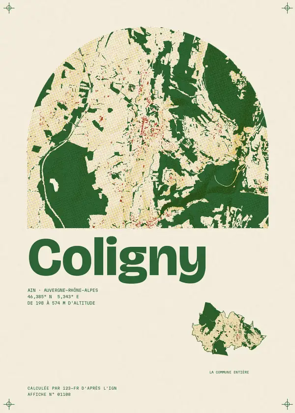 Affiche de Coligny, calculée par 123-fr d'après l'IGN