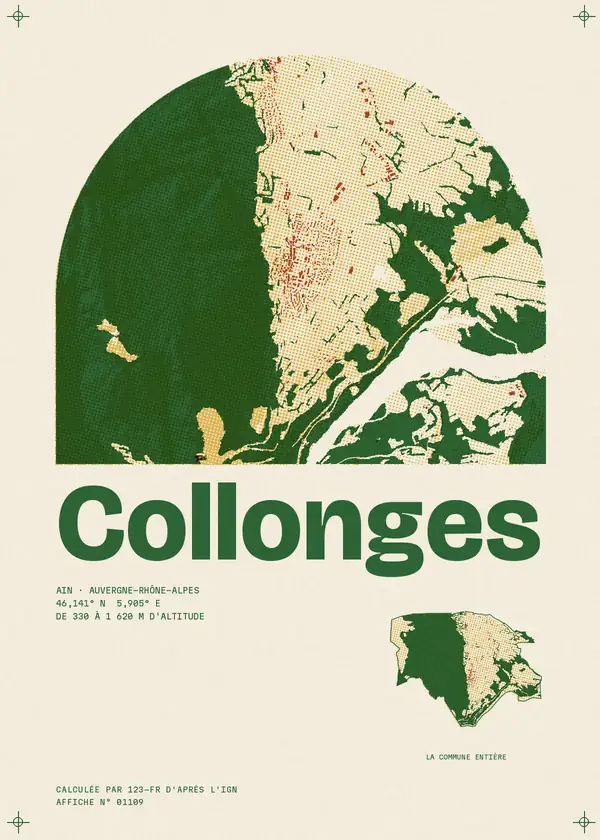 Affiche de Collonges, calculée par 123-fr d'après l'IGN