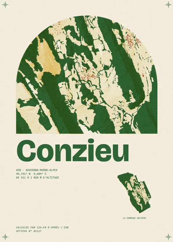 Affiche de Conzieu, calculée par 123-fr d'après l'IGN