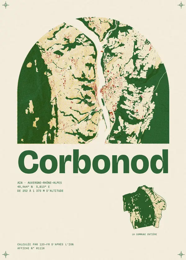 Affiche de Corbonod, calculée par 123-fr d'après l'IGN