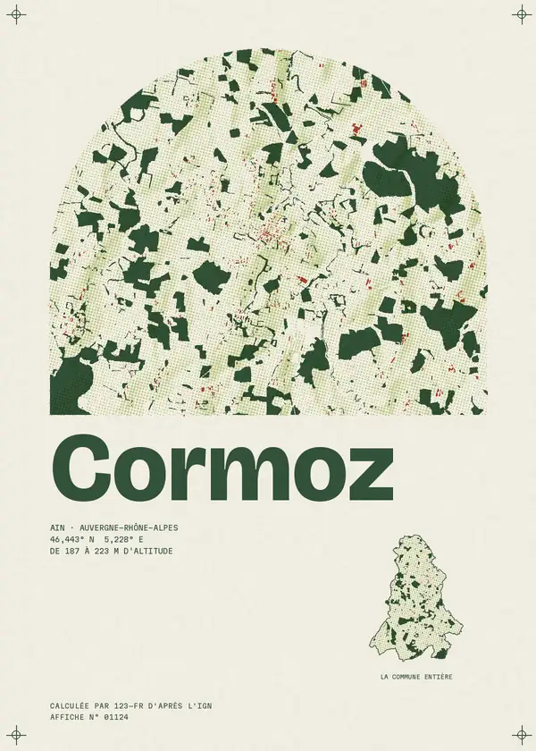 Affiche de Cormoz, calculée par 123-fr d'après l'IGN