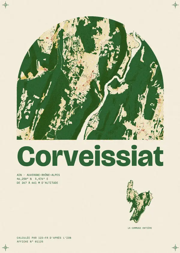 Affiche de Corveissiat, calculée par 123-fr d'après l'IGN