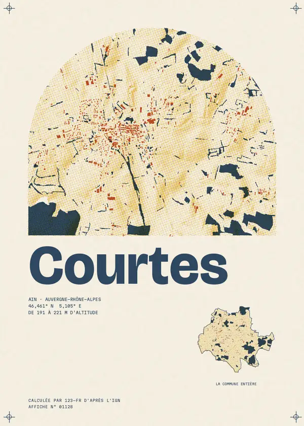 Affiche de Courtes, calculée par 123-fr d'après l'IGN
