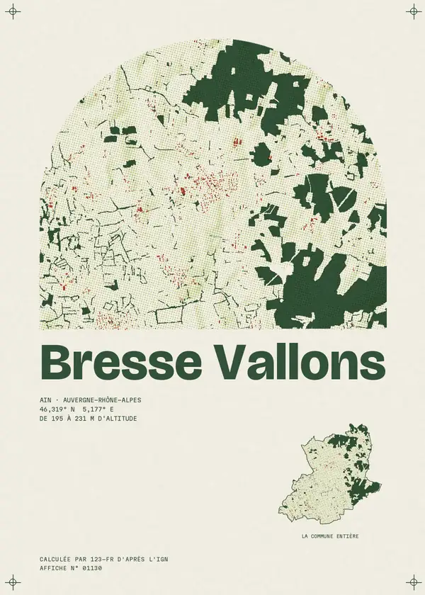Affiche de Bresse Vallons, calculée par 123-fr d'après l'IGN