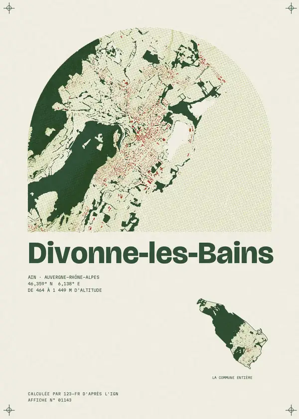 Affiche de Divonne-les-Bains, calculée par 123-fr d'après l'IGN