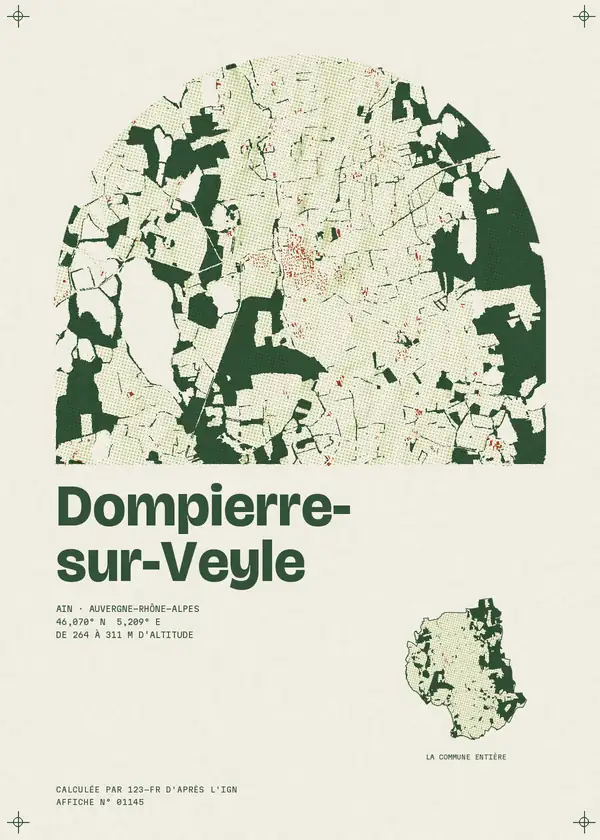 Affiche de Dompierre-sur-Veyle, calculée par 123-fr d'après l'IGN