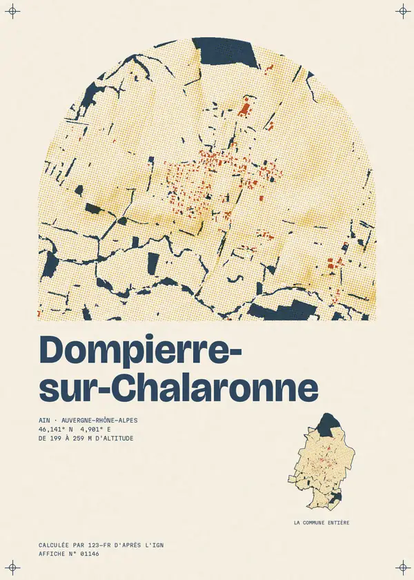 Affiche de Dompierre-sur-Chalaronne, calculée par 123-fr d'après l'IGN